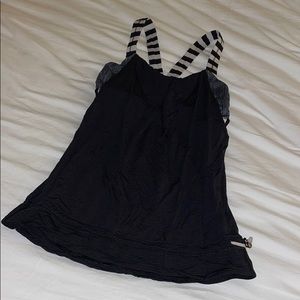 Size 4 Lululemon black striped bra workout top